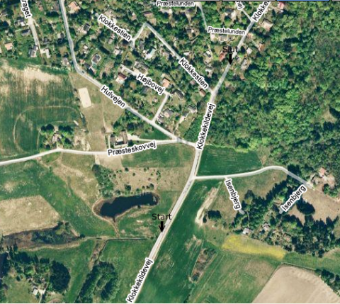 Klokkekildebakke set ovenfra